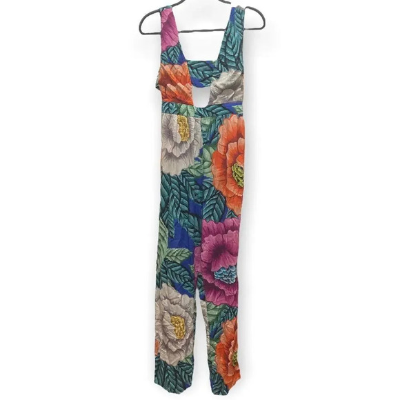 MARA HOFFMAN Cut Out Front Jumpsuit in Flora Stone Size 6 Tropical Floral Print - Picture 4 of 11